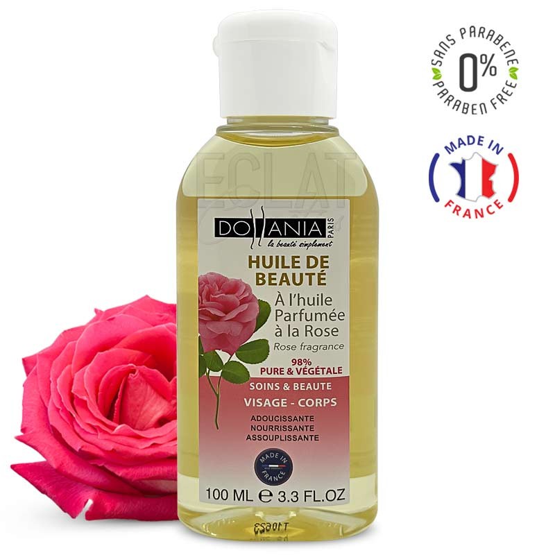 Huile de Soin Parfumée à la Rose - Visage et Corps - Dollania