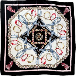 Carré de Soie - Noir et Rose poudré